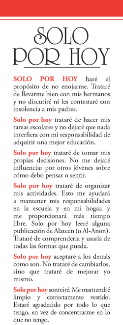 Solo por hoy (marcador de libro-Alateen) (SM-13)