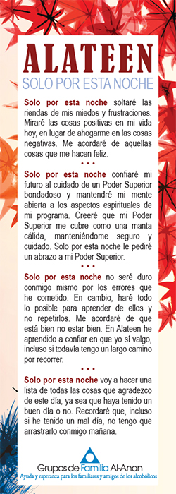 Solo por esta noche (marcador de libro-Alateen) (SM-82)